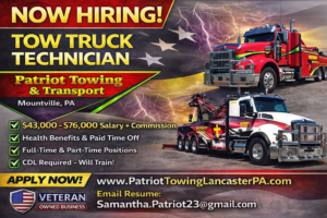 Patriot Towing and Transport is hiring Tow Truck Drivers
