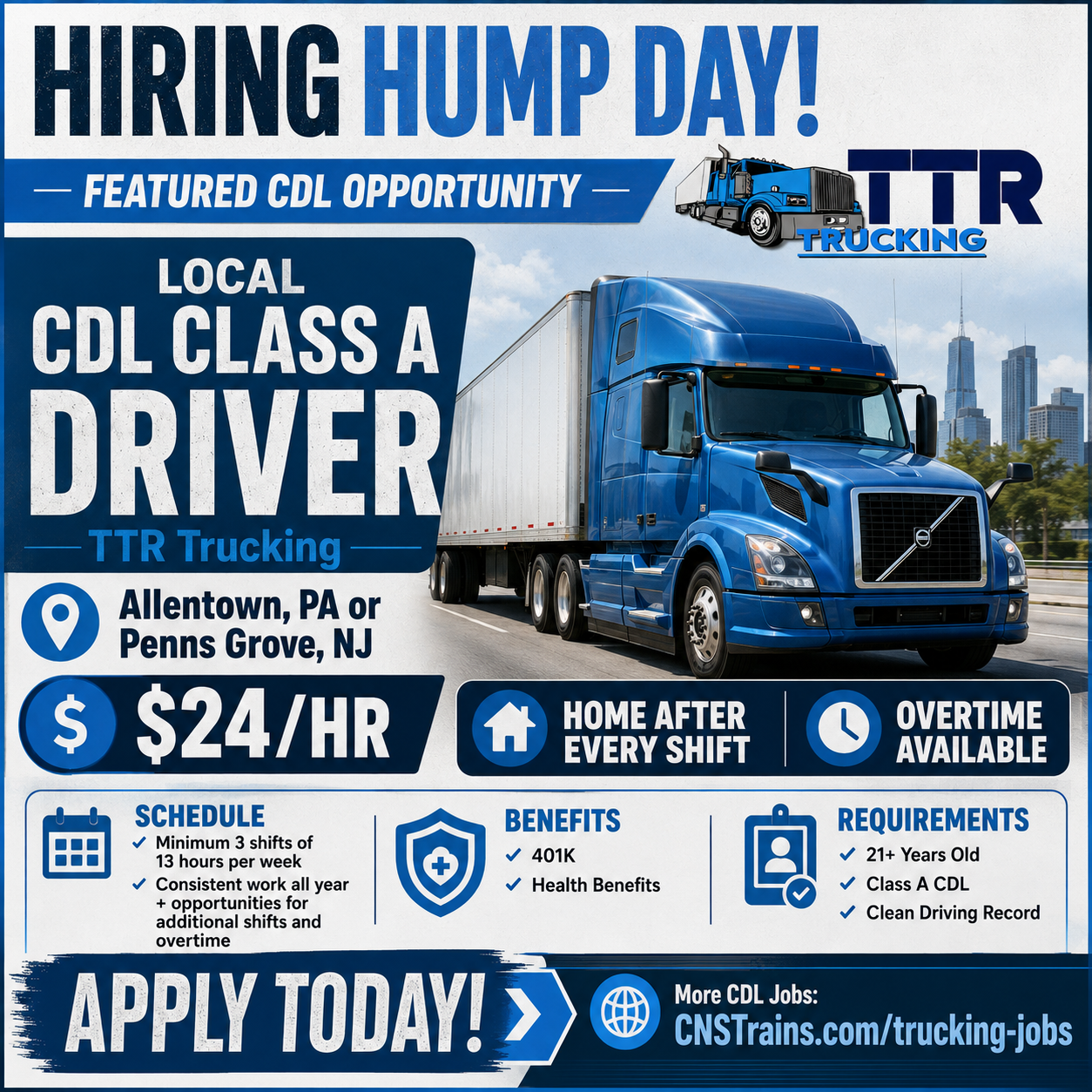 You are currently viewing TTR Trucking – Allentown, PA or Penns Grove, NJ